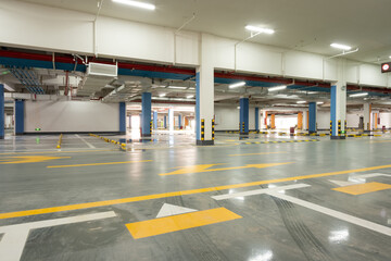 bright underground parking for a high building