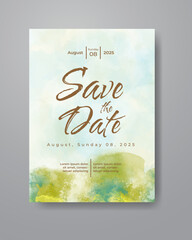 Save the date with watercolor background. Design for your invitation.