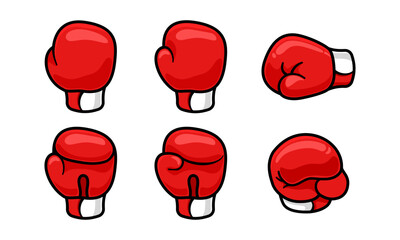 Set of red boxing gloves isolated