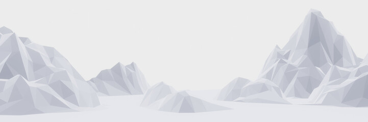 3D low polygon ice mountain. Glacial landform. Ice terrain.