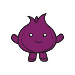 Abstract cartoon illustration of red onion.