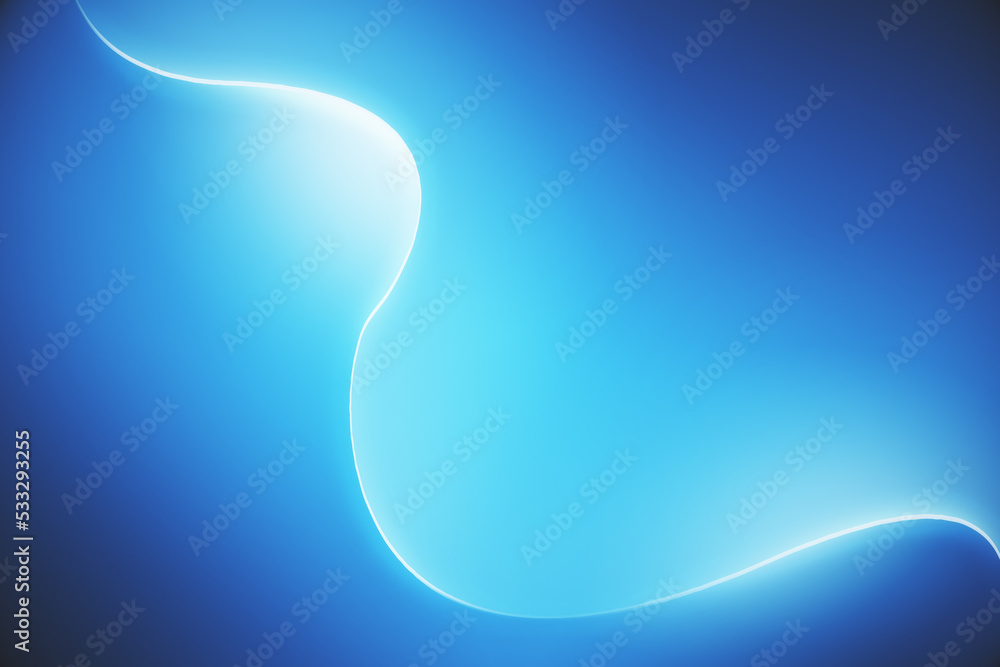 Poster creative blue wave line light backdrop. 3d rendering.