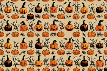Orange, Green, Red, Yellow, Autumn Pumpkin Pattern, Halloween Theme, Halloween Pattern Collection 3