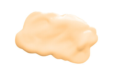 A sample of brown foundation or sunscreen. Isolated on a white background