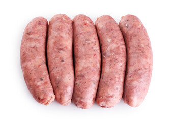 Raw German, Munich, Bavarian, sausages isolated on white background. With clipping path.