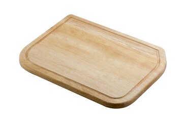 Wooden cutting board on white background