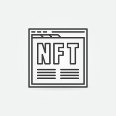 Web Page with NFT line icon. Non-Fungible Token vector concept sign