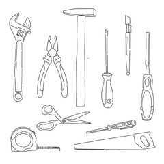 set of home tools hand drawn vector ilustration