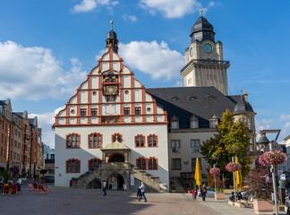 Marktplatz mit Rathaus von Plauen im Vogtland