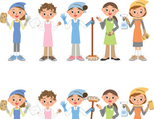 清掃業　仕事　主婦　イラスト　
