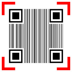 barcode and qr code with red scanner on white,vector illustration