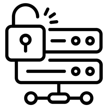 An outline icon of secure server 