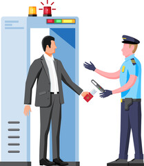 Scanner Gate, Man and Police Officer