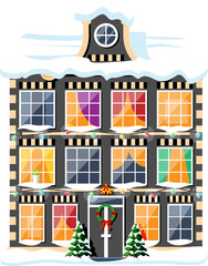 Naklejka premium City House Covered Snow