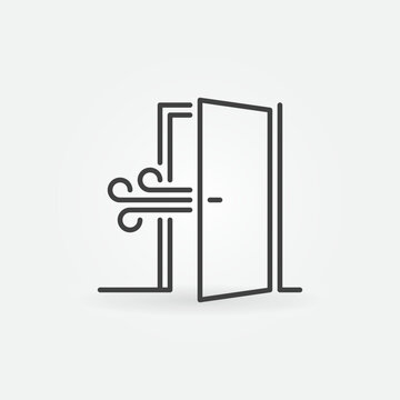 Opened Door outline icon. Vector Room ventilation symbol
