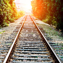 Fototapeta premium Straight railway line for train