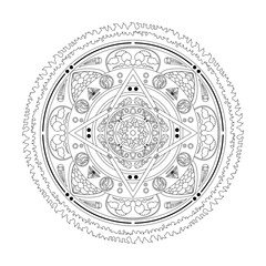 Fototapeta premium illustration of Mandala art, Tibetan Buddhist Mandala, Decorative round ornament, Isolated on white background. Arabic, Indian, ottoman motifs, Colorful Mandala Art