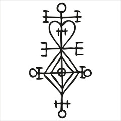 Astarstafur, Celtic love charm, bind rune, symbol, Norse mythology, isolated, vector