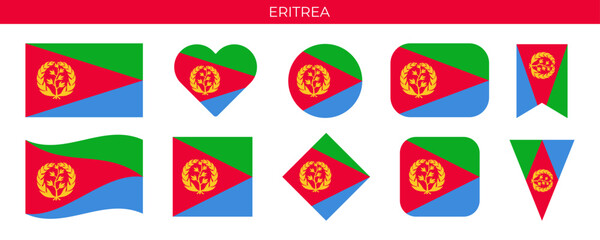 Eritrea flag set. Vector illustration isolated on white background