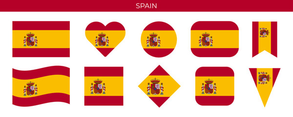 Spain flag set. Vector illustration isolated on white background © polgin