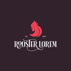 Rooster logo with rooster head on dark background