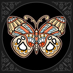 Colorful butterfly mandala arts isolated on black background
