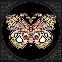 Colorful butterfly mandala arts isolated on black background
