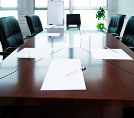 White paper with pen in the meeting room