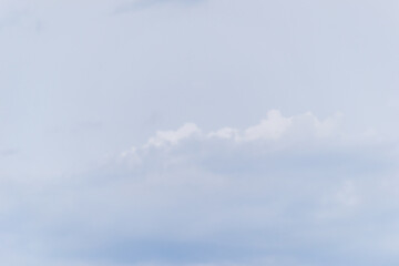 Blue sky with white clouds over the Sea. Leptokarya, Greece.