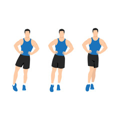 Man doing ankle circles rotations or rolls exercise. Flat vector illustration isolated on white background