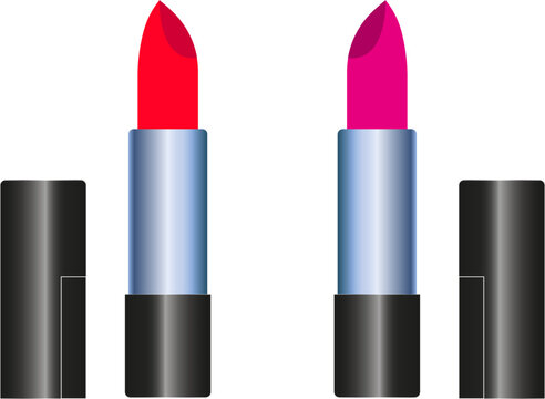two lipsticks with different colors pomada icon vector