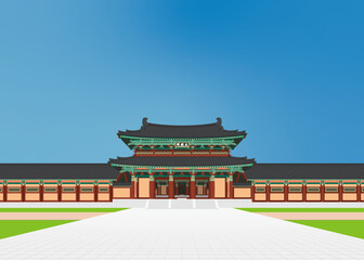 TheGate1353 - A vector illustration of Cheonjeongmun, one of the gates of Sabi Palace, a castle in the Baekje era, one of the old countries of Korea.