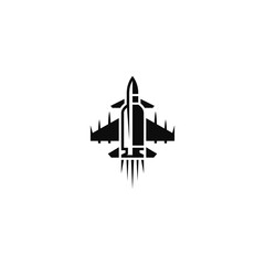 Jet fighter combination with firearm bullet. Logo design.