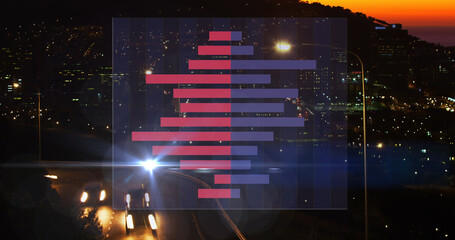 Image of data processing over cityscape