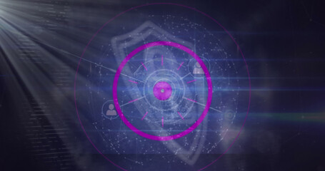 Image of network of connections over padlock