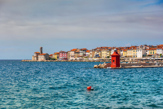 Slovenia, Piran, Town on Adriatic coast in summer
