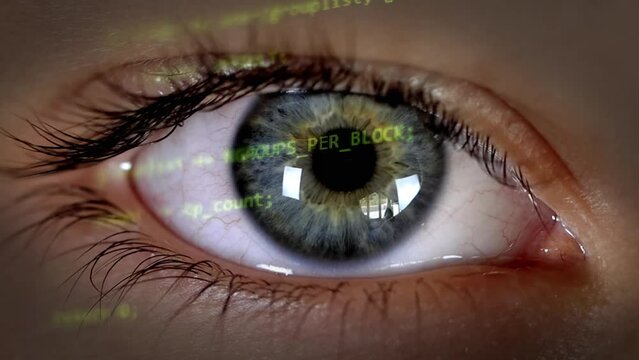 Futuristic developer with code hologram. High quality 4k footage