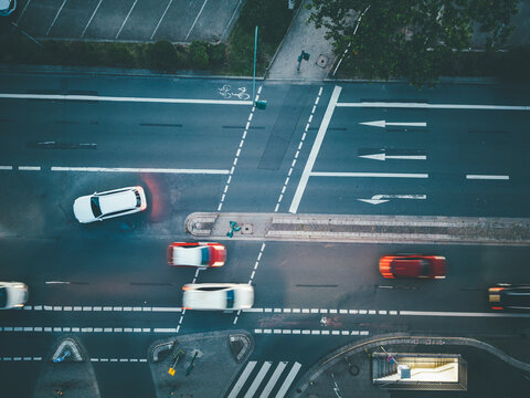 Blurred Cars Speeding On City Street