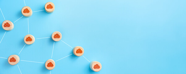 Cloud computing concept. connect to cloud, copy space