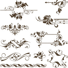 vintage design lace borders monogram logo and corners Vector set art deco floral ornaments elements