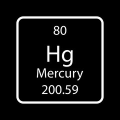 Mercury symbol. Chemical element of the periodic table. Vector illustration.
