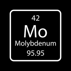 Molybdenum symbol. Chemical element of the periodic table. Vector illustration.