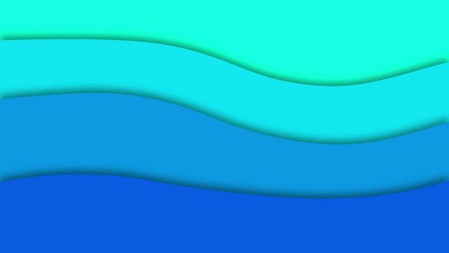 ベクターな影のある立体的なベタカラーが波打つアニメーション　青・青緑／ブルー・ブルーグリーン