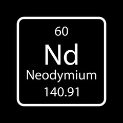 Neodymium symbol. Chemical element of the periodic table. Vector illustration.
