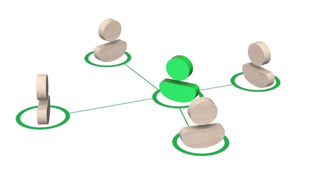 Networking business icon - converting green Business deal with wood icons
