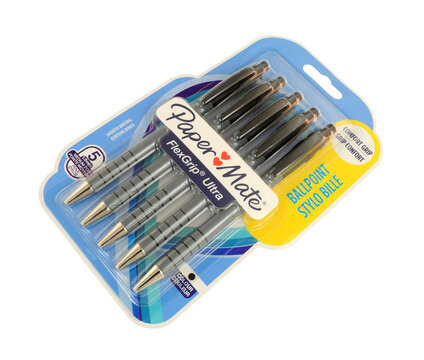 Papermate Flexi Grip Ultra Retractable Ballpoint Pens With Rubberised Comfort Grip In A Pack Containing Five Pens