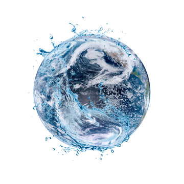 Water recycle on world. Water scarcity concept on earth. Elements of this image furnished by NASA.