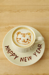 トラのラテアート