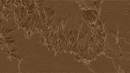 Mountain landscape. Wireframe surface. Peak map. Grand Canyon. 3d Vector outline illustration.