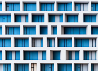 Obraz premium Modern facade of a building, minimalist architecture, colored architectural texture, 3D rendering
